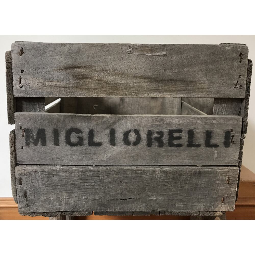 Vintage Antique Migliorelli Wooden Solid Wood Produce Fruit Wine Crate Bin 14.5“